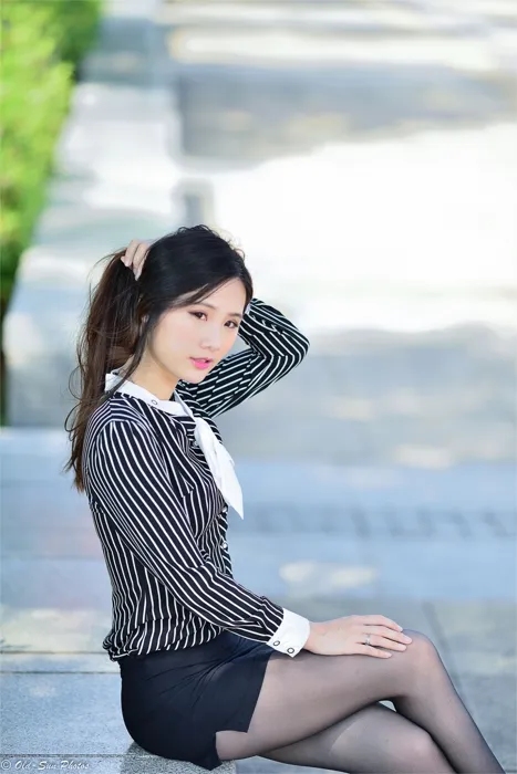 [Mzsock] NO.026 Beautiful model Xiaomi’s new secretary black silk professional attire street photography#[50P]-2